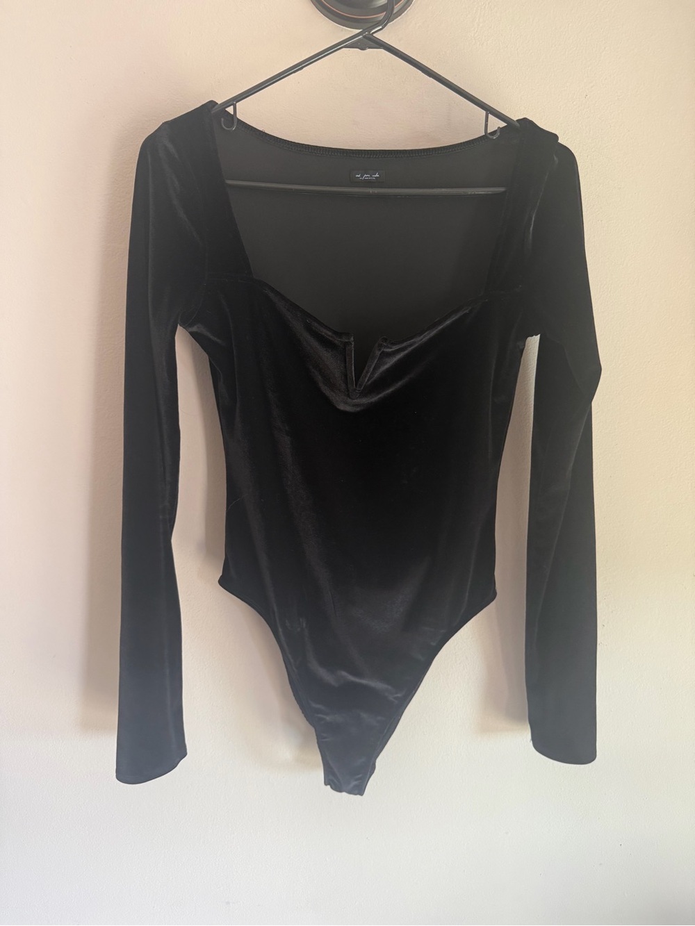 Out From Under Urban Outfitters Black Velvet Notch Neck Bodysuit Medium
